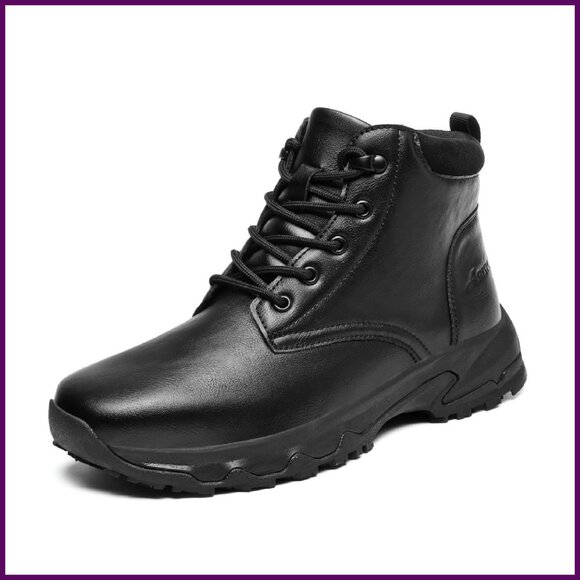 Men's Slip Resistant Leather Work Boots Waterproof Comfortable Kitchen Shoes